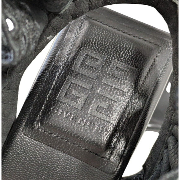 Givenchy G Black Lambskin Chain Ruffle Sandals New EU 37 Square Toe Slingback - Picture 9 of 16